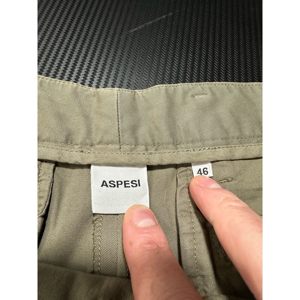 Aspesi Women’s Khaki Trouser Pants Pleated Tan Size 46 - Picture 3 of 11